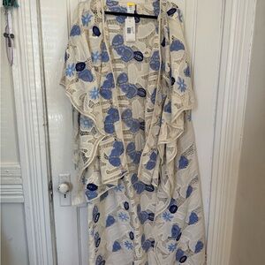 Agua Bendita Blue and Cream Swim Cover-Up